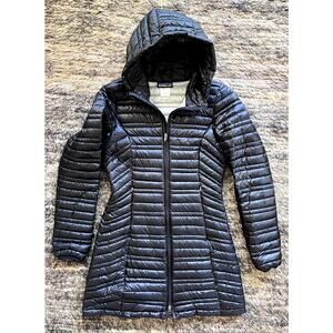 PATAGONIA Black Ultralight Fiona Long 800 Fill Down Hoody Zip Parka Womens Small